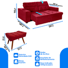 Sofá 3 Lugares New Itália 2,10m Retrátil, Reclinável, Com 2 P