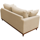 Sofá 3 Lugares Noruega Base De Madeira Linho Bege