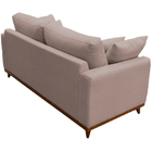 Sofá 3 Lugares Noruega Base De Madeira Linho Café