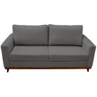 Sofá 3 Lugares Noruega Base De Madeira Linho Cinza Escuro