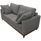 Sofá 3 Lugares Noruega Base De Madeira Linho Cinza Escuro