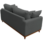 Sofá 3 Lugares Noruega Base De Madeira Linho Grafite