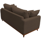 Sofá 3 Lugares Noruega Base De Madeira Linho Marrom