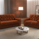 Sofá 3 Lugares Ocre Em Veludo 1,94m Ieoh