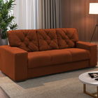 Sofá 3 Lugares Ocre Em Veludo 1,94m Ieoh