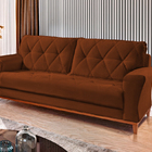 Sofá 3 Lugares Ocre Em Veludo 2,04m Deniot