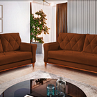 Sofá 3 Lugares Ocre Em Veludo 2,04m Deniot