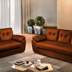 Sofá 3 Lugares Ocre Em Veludo 2,12m Mies