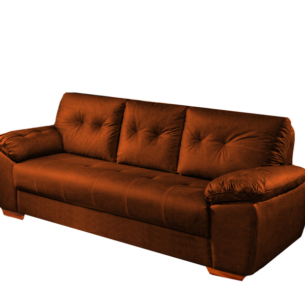 Sofá 3 Lugares Ocre Em Veludo 2,12m Mies