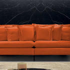 Sofá 3 Lugares Ocre Em Veludo 2,36m Levi