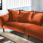 Sofá 3 Lugares Ocre Em Veludo 2,50m Vega