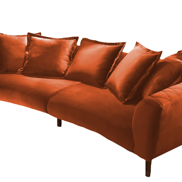 Sofá 3 Lugares Ocre Em Veludo 2,50m Vega