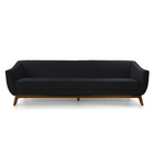 Sofá 3 Lugares Odeon D07 230cm Base Madeira Suede Preto - D'r