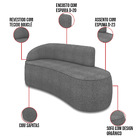 Sofá 3 Lugares Orgânico 180 Cm Morgan Bouclê Grafite