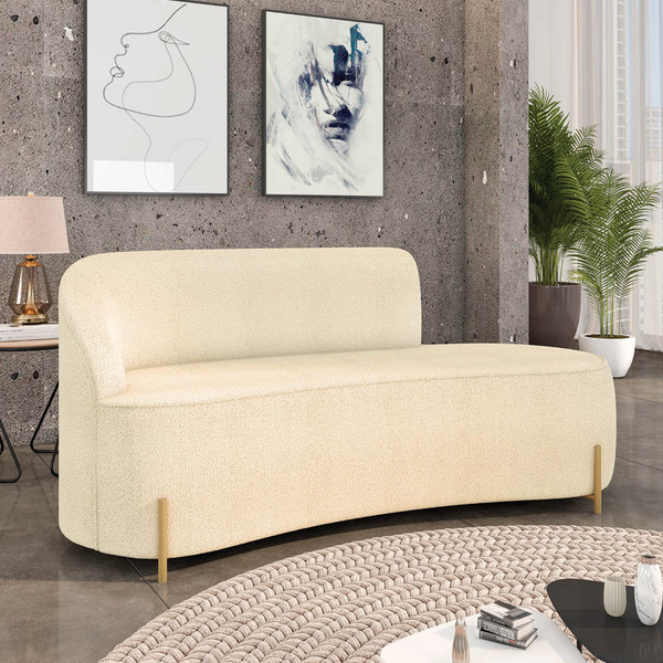 Sofá 3 Lugares Orgânico 180cm Morgan Pé Aço Dourado Bouclê D0