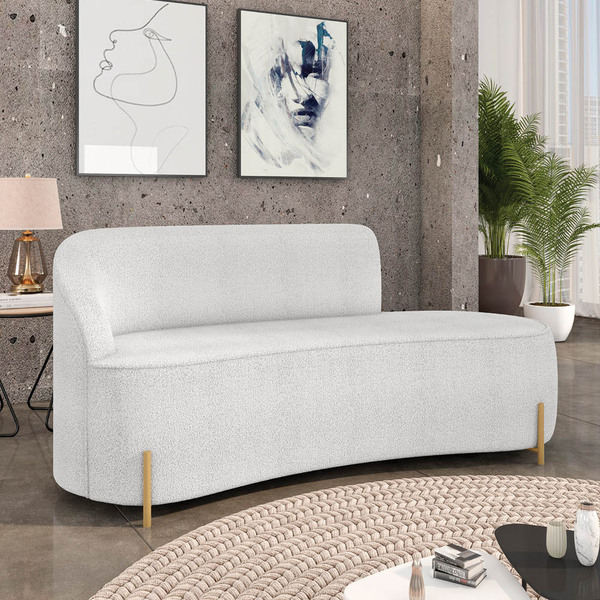 Sofá 3 Lugares Orgânico 180cm Morgan Pé Aço Dourado Bouclê D0