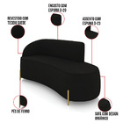 Sofá 3 Lugares Orgânico 180cm Morgan Pé Aço Lateral Dourado S