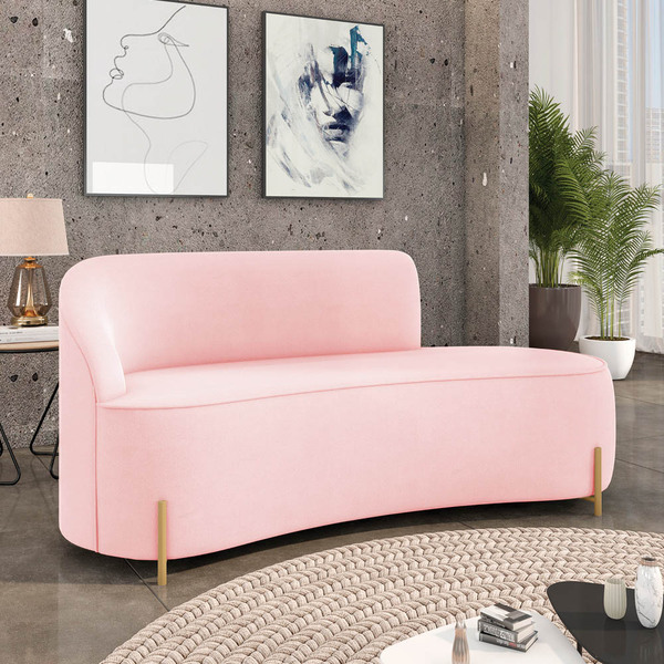 Sofá 3 Lugares Orgânico 180cm Morgan Pé Aço Lateral Dourado S