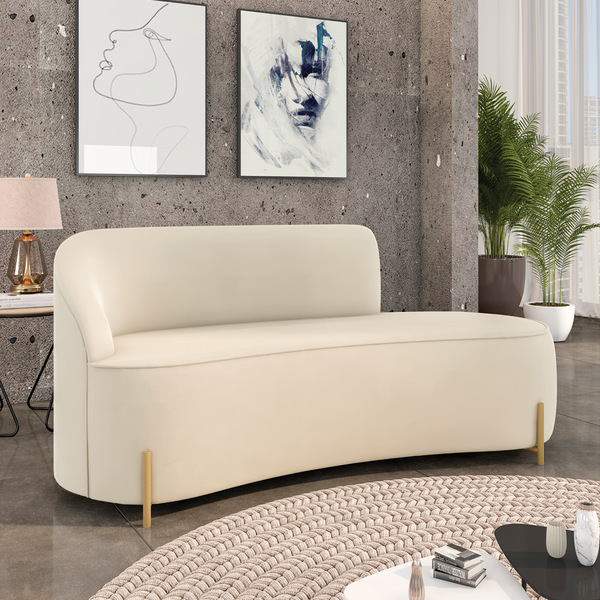 Sofá 3 Lugares Orgânico 180cm Morgan Pé Em Aço Dourado Veludo