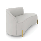 Sofá 3 Lugares Orgânico 180cm Morgan Pé Em Aço Dourado Veludo