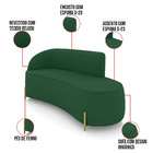 Sofá 3 Lugares Orgânico 180cm Morgan Pé Em Aço Dourado Veludo