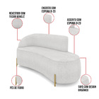 Sofá 3 Lugares Orgânico 180cm Pé Dourado Morgan Bouclê Cinza