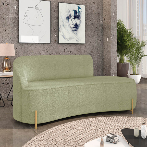 Sofá 3 Lugares Orgânico 180cm Pé Dourado Morgan Bouclê Pistac