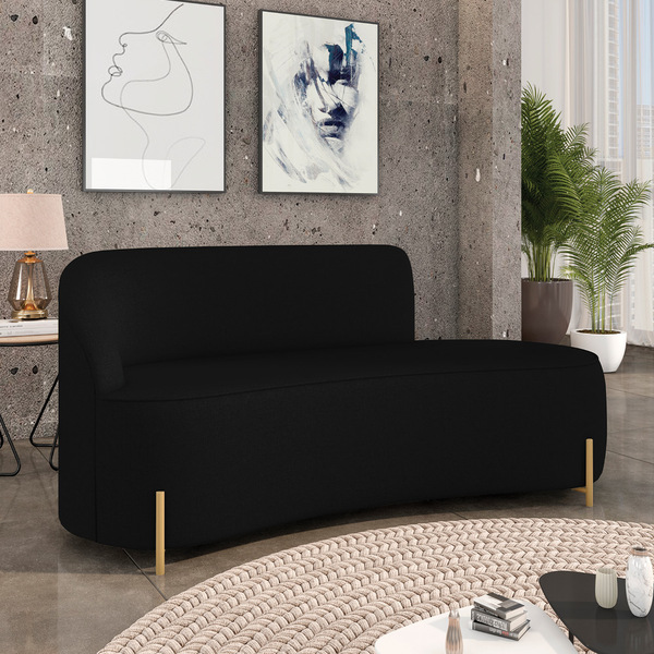 Sofá 3 Lugares Orgânico 180cm Pé Dourado Morgan Linho D03 - D