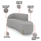 Sofá 3 Lugares Orgânico 180cm Pé Dourado Morgan Suede Cinza