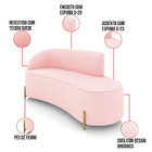 Sofá 3 Lugares Orgânico 180cm Pé Dourado Morgan Suede Rosa Be