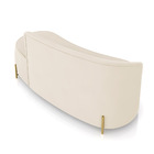 Sofá 3 Lugares Orgânico 180cm Pé Dourado Morgan Veludo Bege