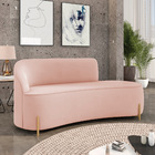 Sofá 3 Lugares Orgânico 180cm Pé Em Aço Dourado Morgan Veludo