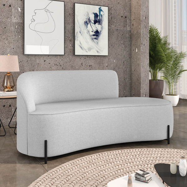 Sofá 3 Lugares Orgânico 180cm Pé Ferro Preto Morgan Linho D03