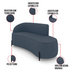 Sofá 3 Lugares Orgânico 180cm Pé Ferro Preto Morgan Suede Azu