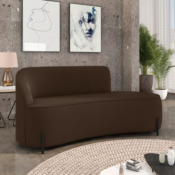 Sofá 3 Lugares Orgânico 180cm Pé Ferro Preto Morgan Suede - M