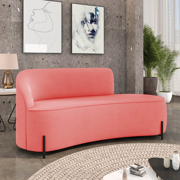 Sofá 3 Lugares Orgânico 180cm Pé Ferro Preto Morgan Suede - R