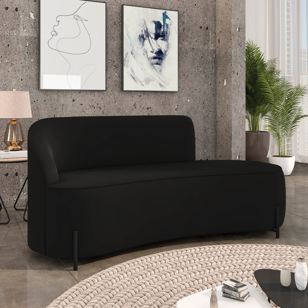 Sofá 3 Lugares Orgânico 180cm Pé Ferro Preto Morgan Veludo Pr