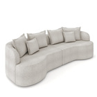 Sofá 3 Lugares Orgânico Living 210cm Mersa Bouclê Cinza Claro