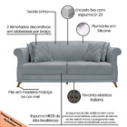Sofá 3 Lugares Para Sala De Estar 200cm Apollo Linho Cinza -
