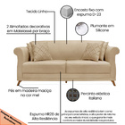 Sofá 3 Lugares Para Sala De Estar 200cm Apollo Linho Dourado