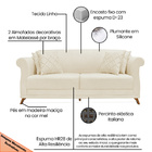 Sofá 3 Lugares Para Sala De Estar 200cm Apollo Linho Pérola -