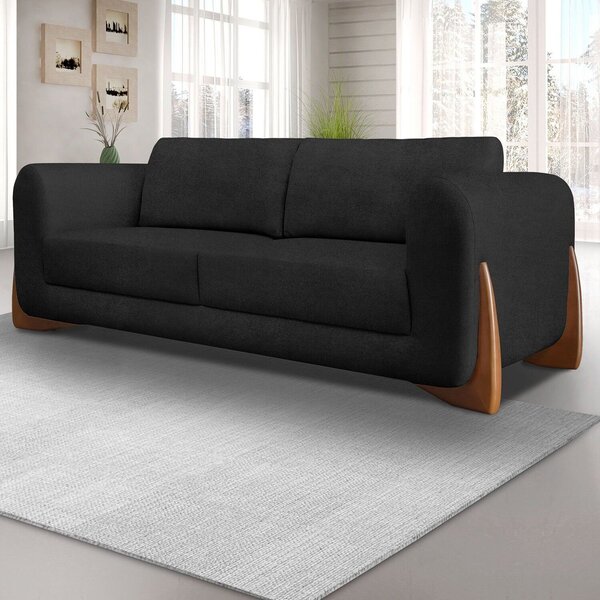 Sofá 3 Lugares Para Sala De Estar Djon Preto