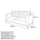 Sofá 3 Lugares Para Sala De Estar Eliot Prata