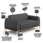 Sofá 3 Lugares Para Sala De Estar Molino 180 Cm D02 Pés D'our