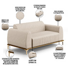 Sofá 3 Lugares Para Sala De Estar Molino 180 Cm D02 Pés D'our