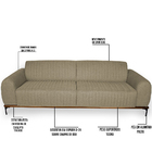 Sofá 3 Lugares Para Sala De Estar Molino 210 Cm D02 Linho Beg