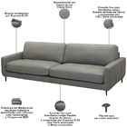 Sofá 3 Lugares Para Sala Living Industrial 210cm Ávila L06 Co