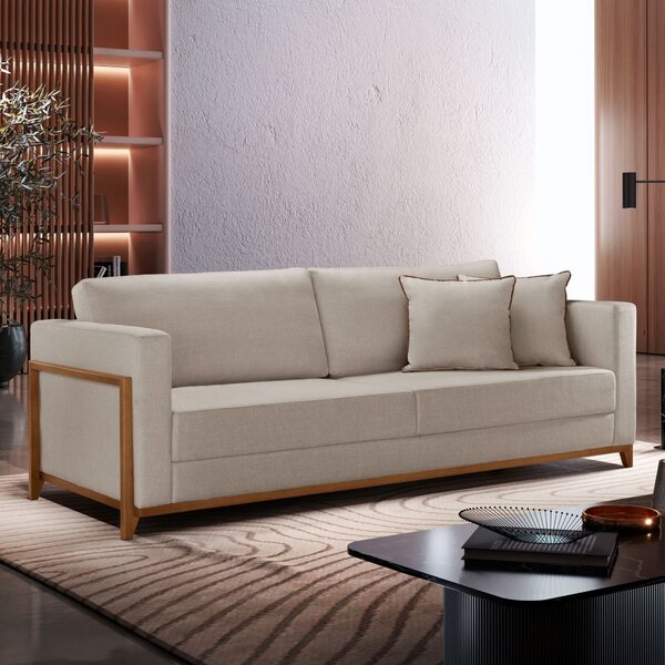 Sofá 3 Lugares Paris Bouclê 2,14m Bege