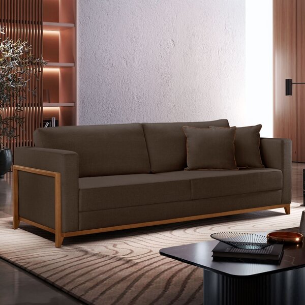 Sofá 3 Lugares Paris Veludo 1,94m Marrom