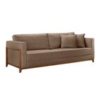 Sofá 3 Lugares Paris Veludo 2,14m Bege